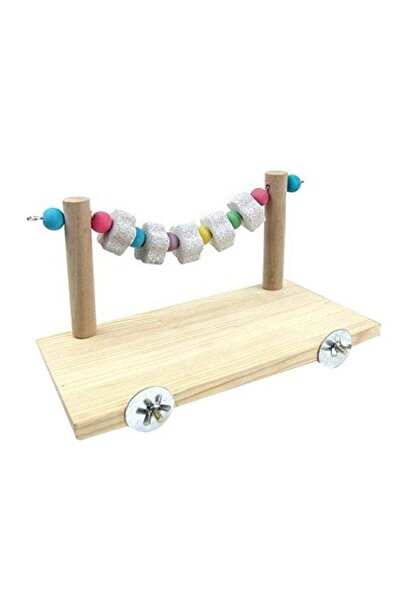 DOMEET منصة حواف خشبية للحيوانات الأليفة، منصة حواف خشبية لشينشيلا مع كتل حافة الحمم البركانية، ألعاب مضغ للحيوانات الأليفة