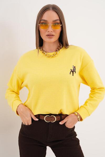 ŞİMAL Women's Ceylan Embroidered Thessaloniki Knitted Sweatshirt 255432 -