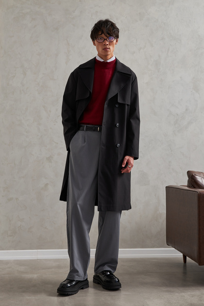 HYMAN Чоловічий оверсайз-тренч з круазе-комірцем