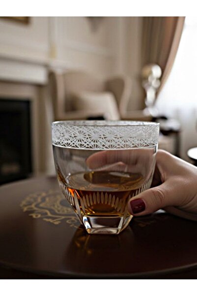 DECOSTYLE Japanese Star Patterned Corner Whiskey Glass |   100% Handmade with Special Decoration – Single Collectible Piece