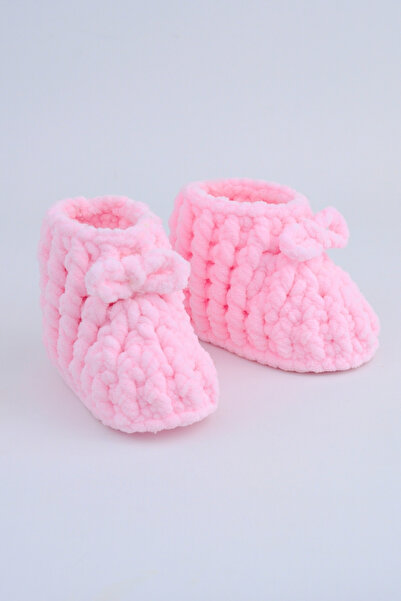 Nami Baby Organic Pink Baby Knitted Booties – Handmade Soft Pink Newborn Booties – First Step Shoes