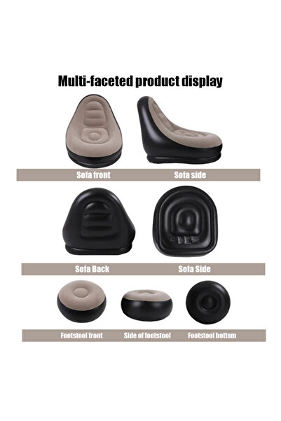 Generic Foldable inflatable sofa footrest with plush coating - Home lazy chair, outdoor portable sofa