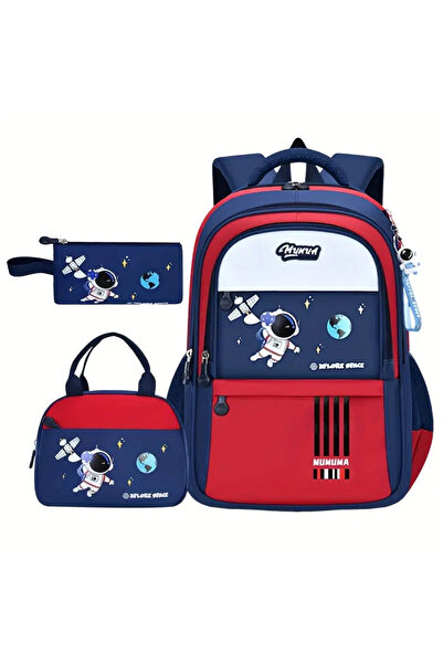 OEM Astronaut Elementary School Backpack, 3-Piece Set, 29x14x46cm, Red