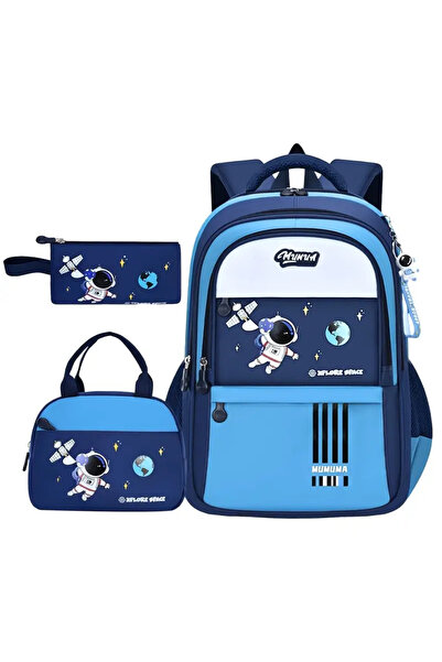 OEM Astronaut Elementary School Backpack, 3-Piece Set, 29x14x46cm, Blue