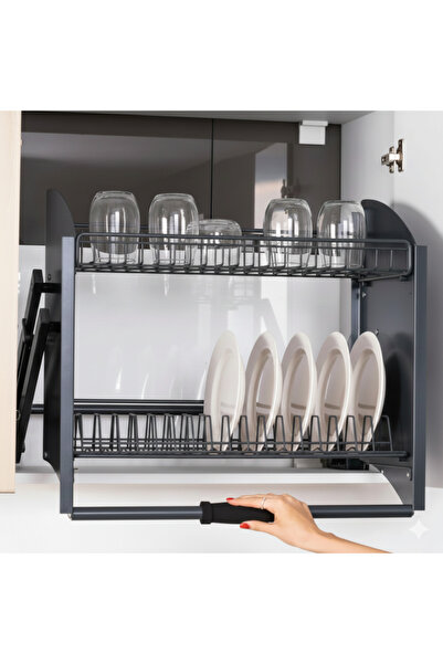 Keskin Metal Tasarım DOLAP İÇİ ASANSÖRLÜ TABAKLIKVE RAF 60 CM (ANTRASİT)