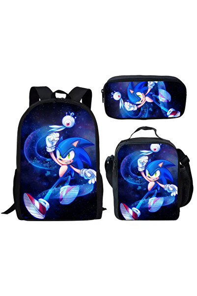NO BRAND Sonic school bag set, three pieces, multiple colors, for ages 7-18, S-5
