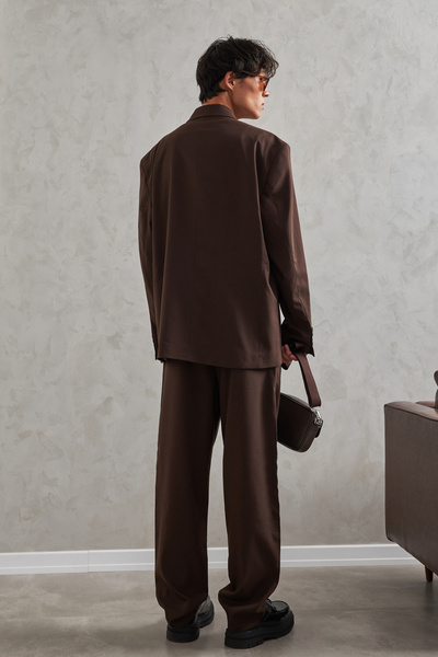 HYMAN Men's Oversize Comfortable Fit Double Breasted Suit