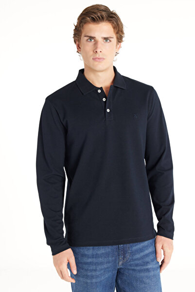 Ted Baker LACİVERT UZUN KOLLU POLO PİKE TSHİRT