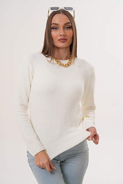 ŞİMAL Women's Crew Neck Bearded Sweater 255157 -