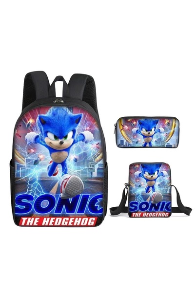 NO BRAND Sonic school bag set, three pieces, multiple colors, ages 7-18, S-39