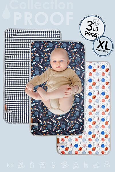 HAMUR Baby Proof 3-Piece Changing Mat, Liquid-Proof Protective Mat, Washable Baby Care Pad