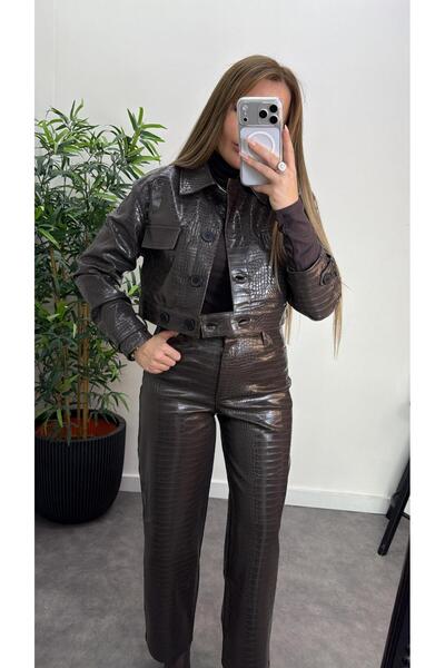 Acar Boutique Kroko Desenli Deri Ceket