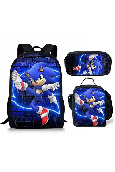 NO BRAND Sonic school bag set, three pieces, multiple colors, for ages 7-18, ...