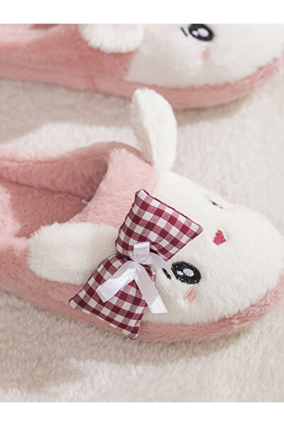 LC Waikiki Steps Pink Rabbit Figured Plush Women's House Slippers