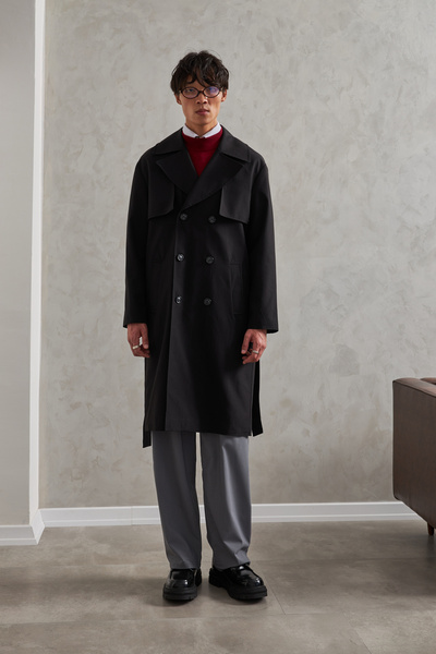 HYMAN Чоловічий оверсайз-тренч з круазе-комірцем