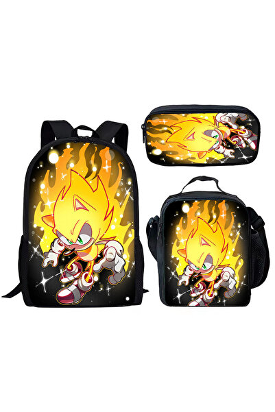 NO BRAND Sonic school bag set, three pieces, multiple colors, for ages 7-18, ...