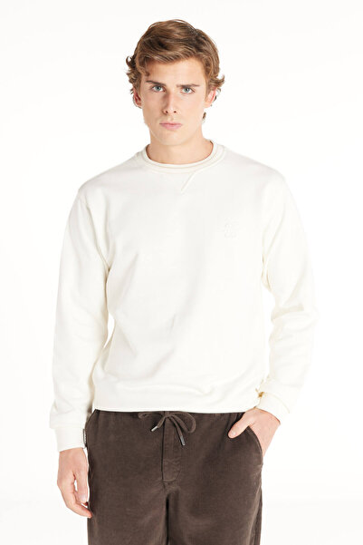 Ted Baker EKRU KABARTMA LOGOLU BİSİKLET YAKA SWEATSHİRT