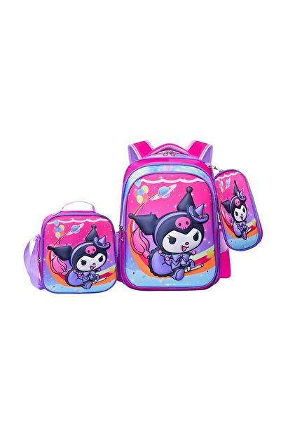 NO BRAND حقيبة ظهر للطلاب، مجموعة من 3 قطع، 42×21×30 سم، متعددة الألوان، حقيب...