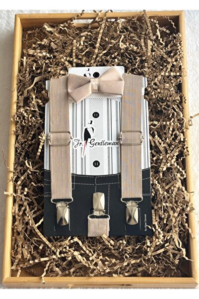 Kereminko Bebek Erkek Bebek & Çocuk Bej Pantolon Askısı Ve Papyon Seti 1-8 ya...