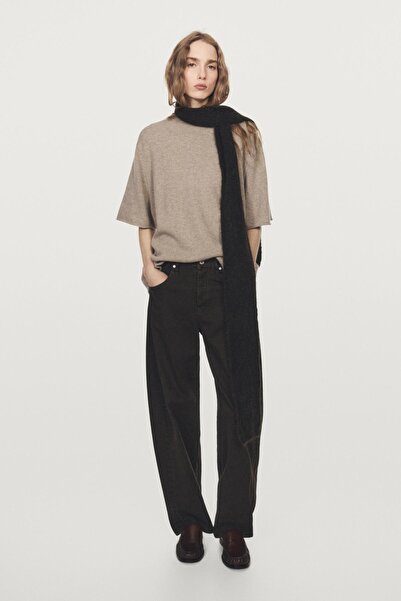 Massimo Dutti %100 yün oversize kısa kollu kazak