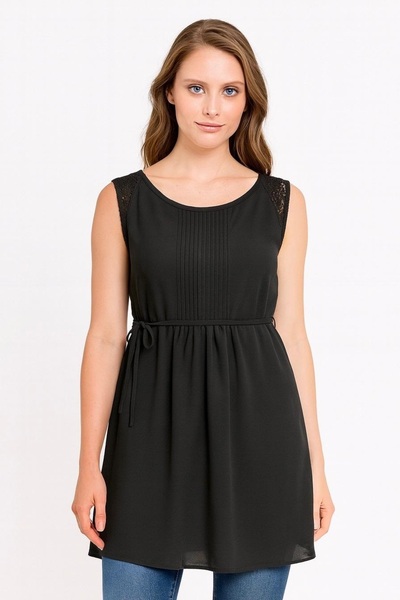 Desen Hamile Giyim بلوزة سوداء بدون أكمام للحوامل