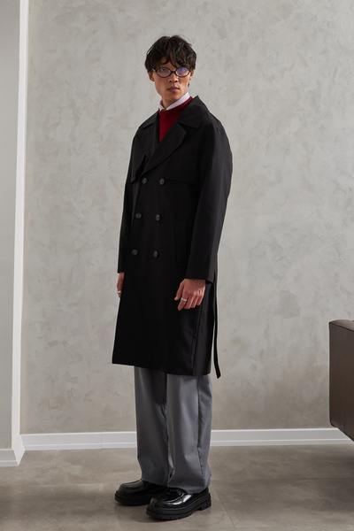 HYMAN Чоловічий оверсайз-тренч з круазе-комірцем