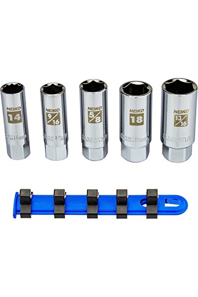 NEİKO طقم مقابس شمعات الإشعال 02500A مقاس 3/8 بوصة، 5 قطع، SAE والقياس المتري...