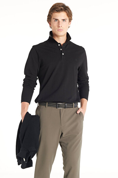 Ted Baker SİYAH UZUN KOLLU POLO PİKE TSHİRT