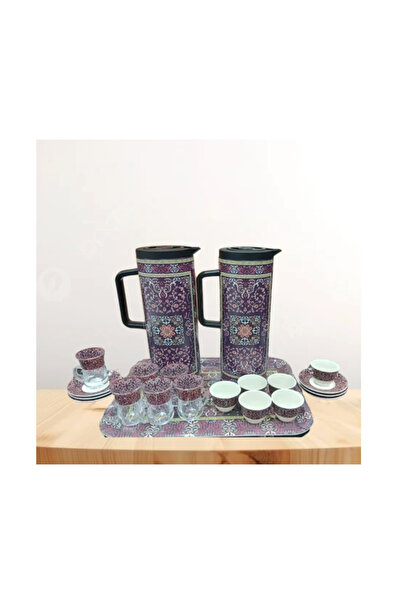 Generic مجموعة ضيافة بنقشة قطط مكونة من 21 قطعة