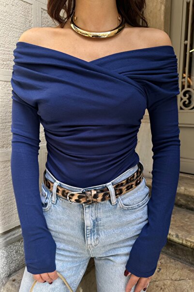 BEJNA Γυναικεία μπλούζα με κορδόνια διπλό πέτο με μαλακή υφή Modal