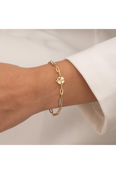 H.M Hakan Mücevherat Dorikalı Yonca 14 Ayar Altın Bileklik