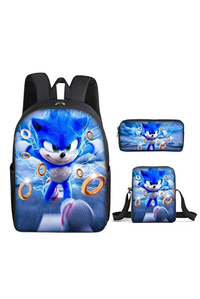 NO BRAND Sonic school bag set, three pieces, multiple colors, for ages 7-18, S-7