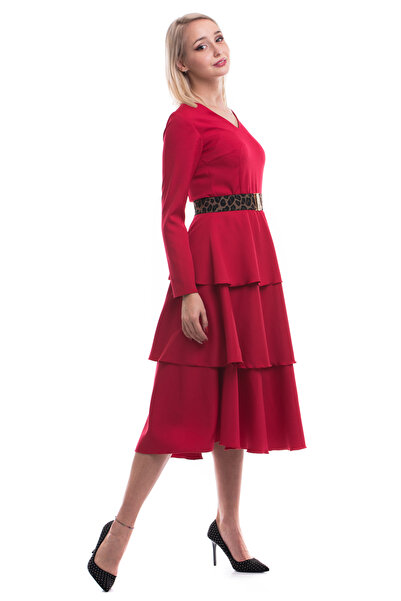 TINKA Fashion Rochie roșie cu volane