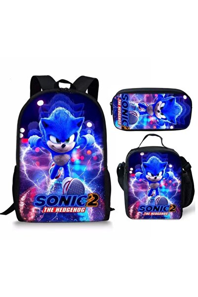 NO BRAND Sonic school bag set, three pieces, multiple colors, for ages 7-18, ...