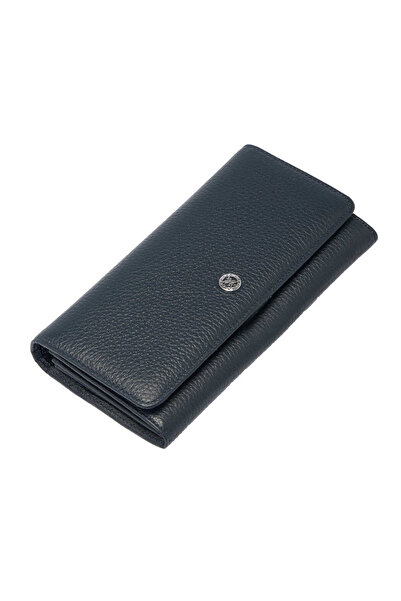 Tergan Navy Blue Genuine Leather Women's Wallet - S1Cb00005818-A38