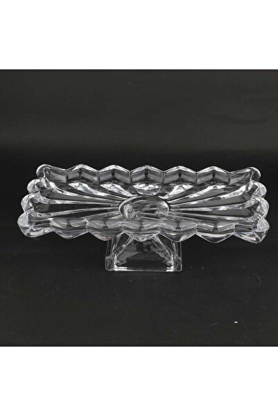 ABAREEK Glass serving dish with a base for desserts, fruits, and nuts; versatile; rectangular transparent shape, 17*34 cm