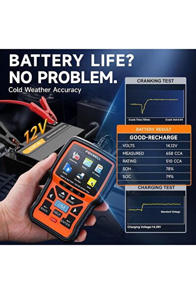 Foxwell جهاز فحص البطارية وتشخيص الأعطال NT301 Plus 2 في 1