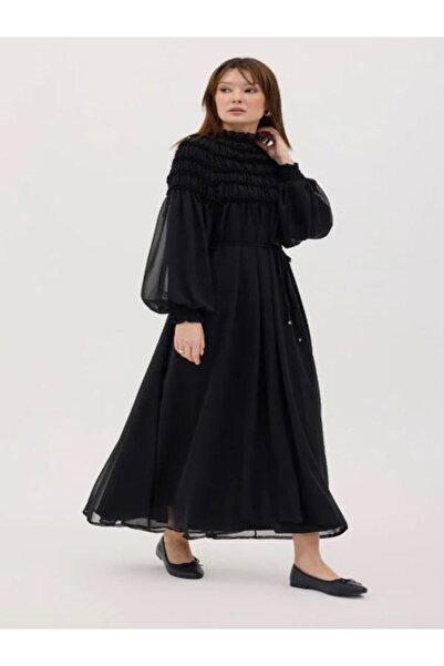 Thebomb Berrak Shirred Chiffon Dress