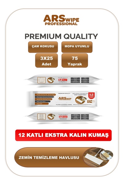 ARSWIPE PROFESSIONAL 12 KATLI EKSTRA DAYANIKLI MOPA UYUMLU ZEMİN TEMİZLEME HA...