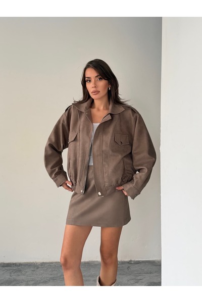 mydukkan.co Suede Skirt Jacket Set