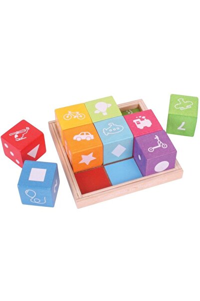 BIGJIGS Toys Cuburi din lemn cu imagini