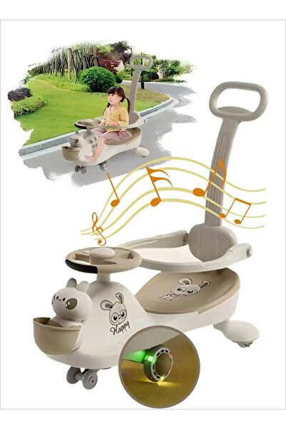 Generic Twist Car,Ride On Toys Children's Swing Car Raise Backrest Push Handle With Guardrail Anti Rollover