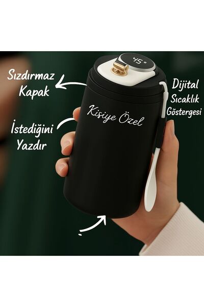 KARHEDİYE Kişiye Özel İsimli 500 ml Paslanmaz Çelik Termos – Dijital Isı Göst...