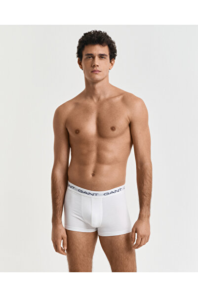 Gant Erkek Beyaz Slim Fit Logolu 3'lü Boxer