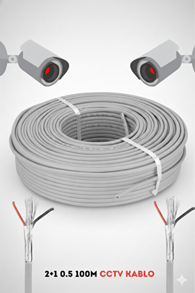 CCTV ES-LINE Güvenlik Kamera Kablosu 2+1 0.5mm 100m Metre
