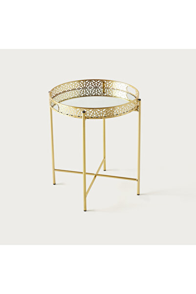 Lifestyle Metallic Accent Table with Mirror - 42x42x47 cms