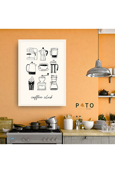 Pato Design 'Coffee Club' Tablo | Bej Çerçeveli | MDF & UV Baskı