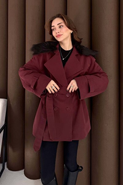 Melike Tatar Fur Short Trench Coat 32-3723