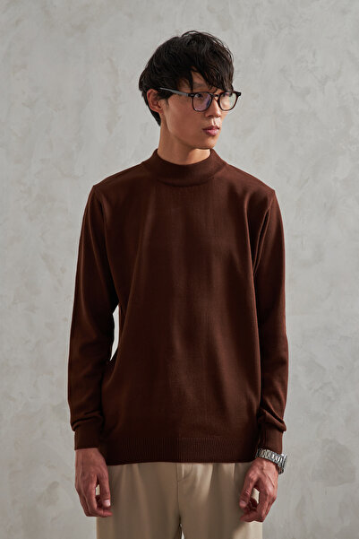 HYMAN Men's Half Fisherman Oversized Basic Knitwear Sweater