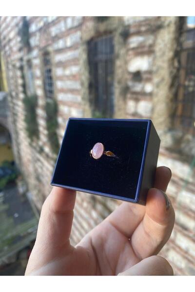 By Atölye 925 Ayar Pembe Kuvars Taşlı Gümüş Yüzük